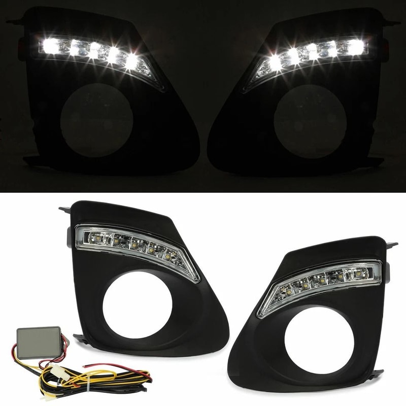 Toyota Corolla Fog Lights Kit With LED DRL Clear Lens Replacement 0