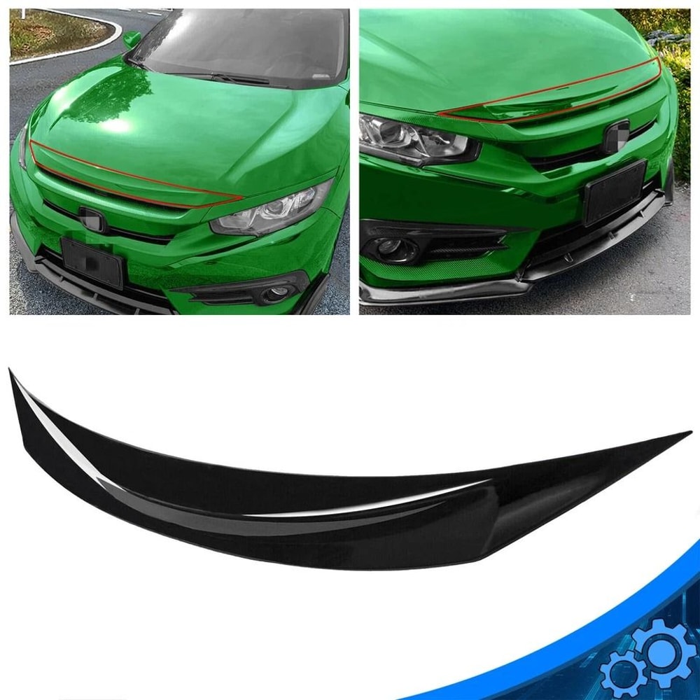 Gloss Black Hood Trim For Honda Civic Sport Nose Cover ABS Front Accent 10