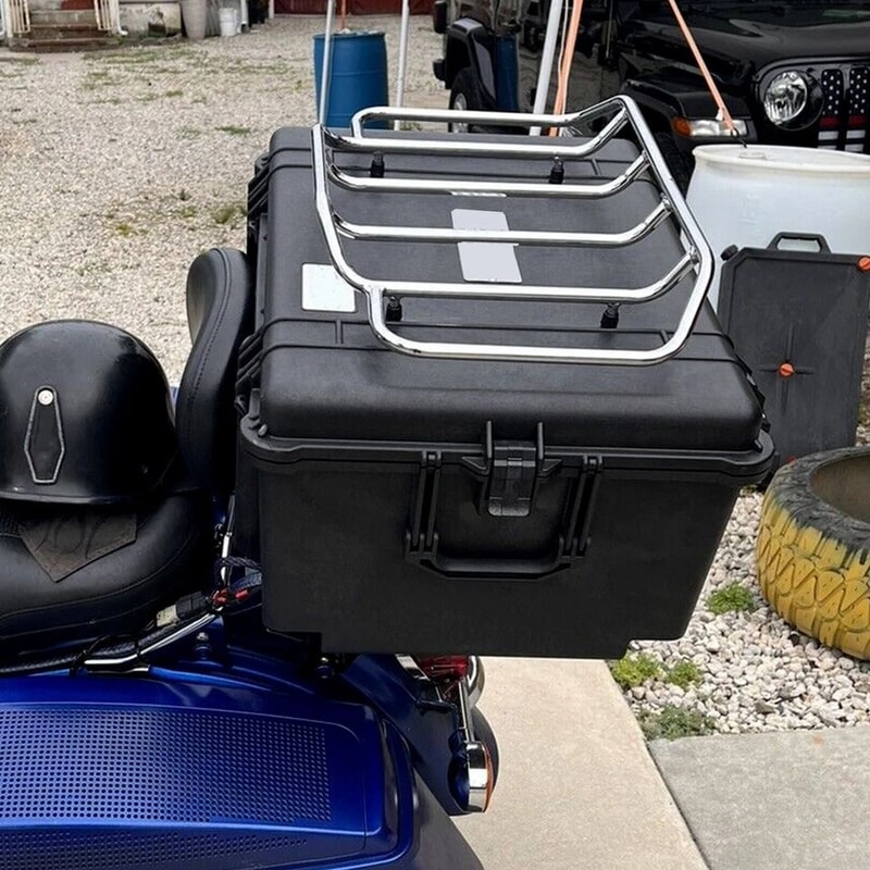 Chrome Tour Luggage Rack For Harley Road King Street Glide Heavy Duty Top Rack 0