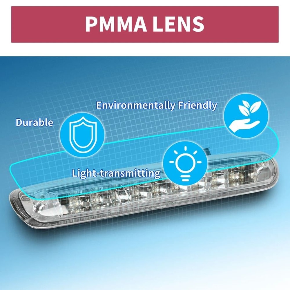 Chrome LED Third Brake Light For Chevy Silverado GMC Sierra Clear Lens High Mount Stop Lamp 2