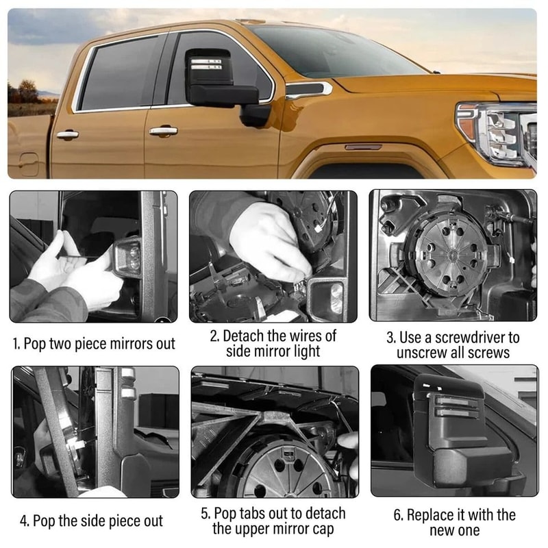 Chevy Silverado GMC Sierra Mirror Cover Caps Top Side Mirror Cover Caps For HD Trucks 1