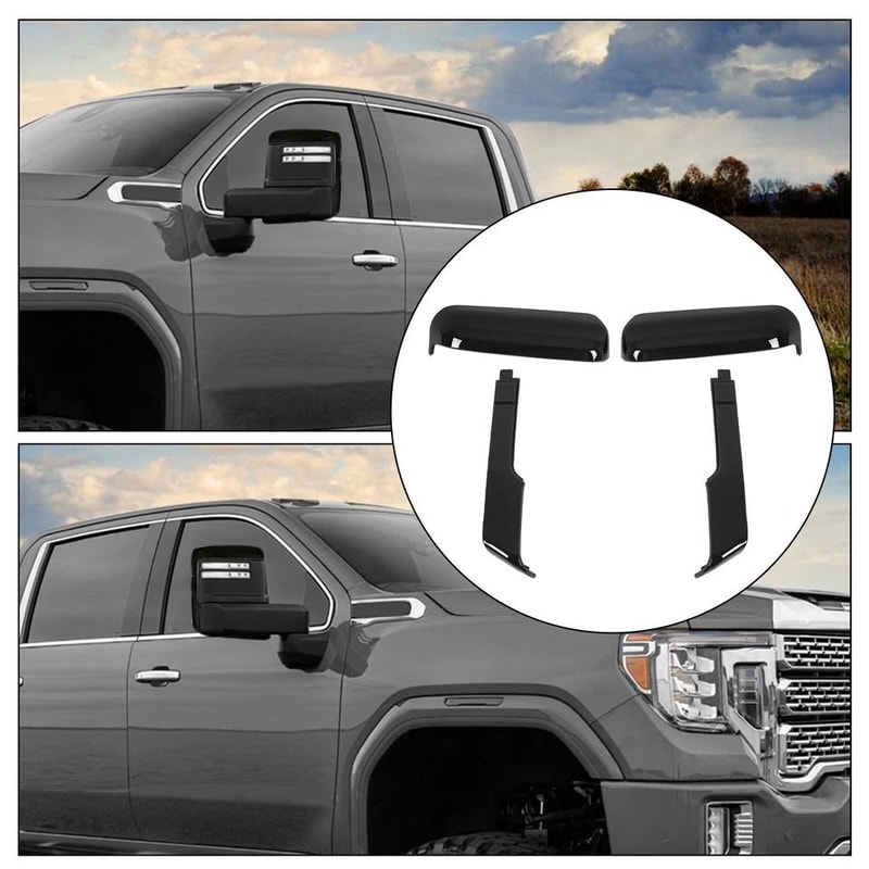 Chevy Silverado GMC Sierra Mirror Cover Caps Top Side Mirror Cover Caps For HD Trucks 11