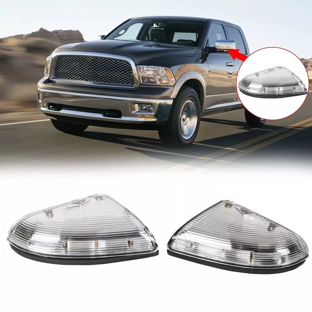 Mirror Turn Signal Puddle Lamps For Dodge Ram LED Indicator Lights Left Right 0