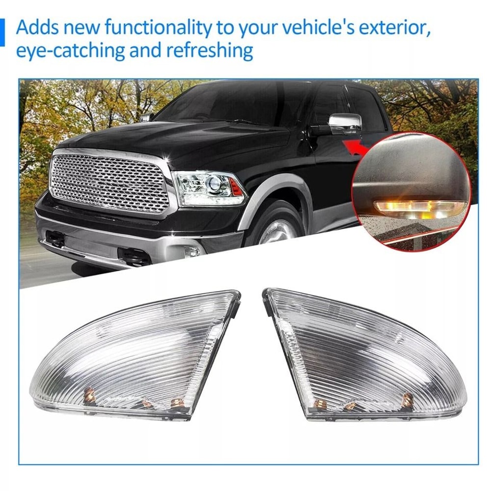 Mirror Turn Signal Puddle Lamps For Dodge Ram LED Indicator Lights Left Right 6
