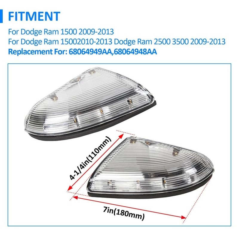 Mirror Turn Signal Puddle Lamps For Dodge Ram LED Indicator Lights Left Right 8