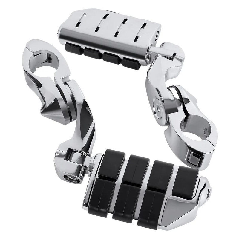 Premium Chrome Touring Highway Foot Pegs For Harley Road King Street Glide Crash Bar Foot Pegs 7