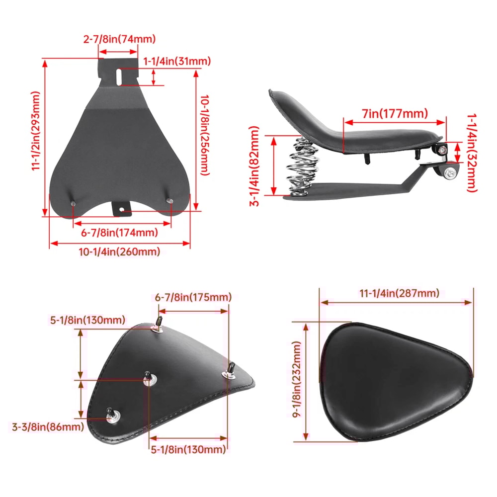 Yamaha Harley Motorcycle Chopper Bobber Solo Seat With Spring And Base Saddle 11