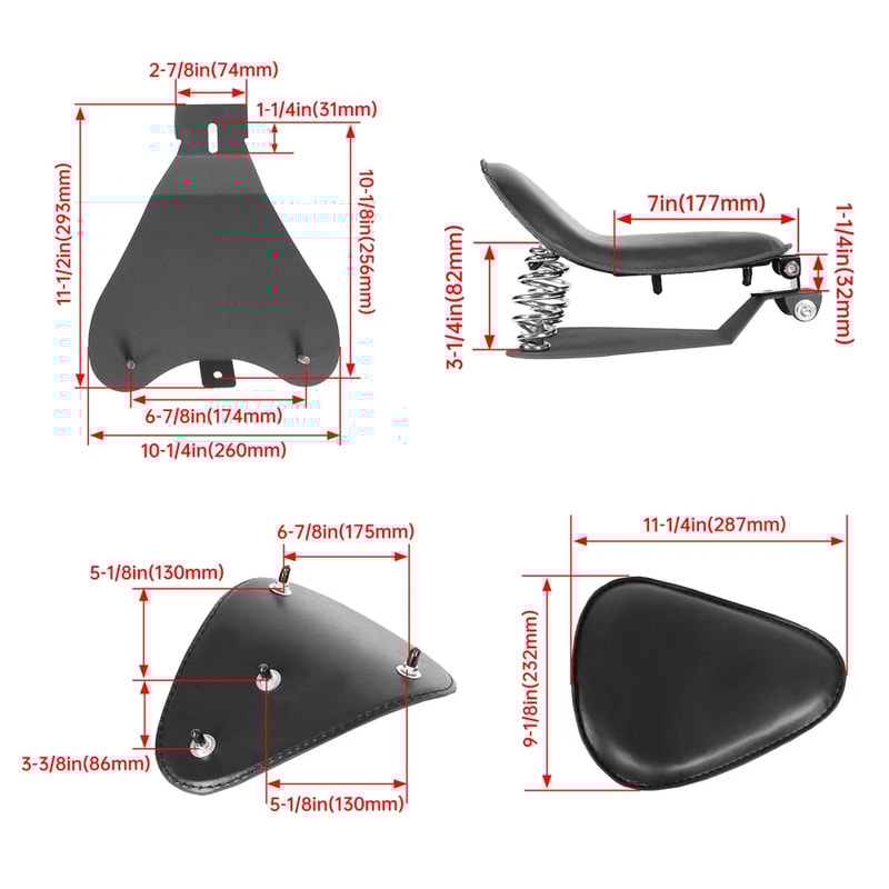 Yamaha Harley Motorcycle Chopper Bobber Solo Seat With Spring And Base Saddle 11