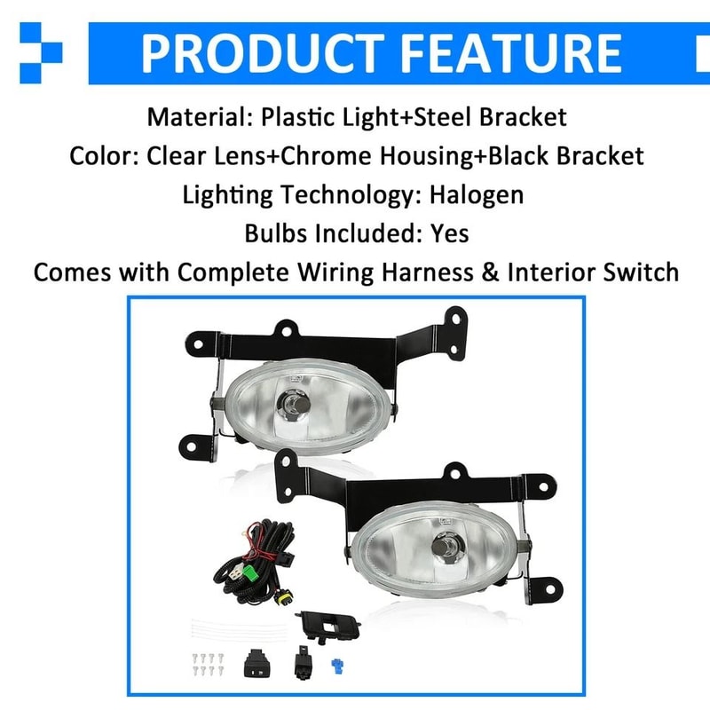 Clear Lens Bumper Fog Lights For Honda Civic Coupe With Wiring Switch 4