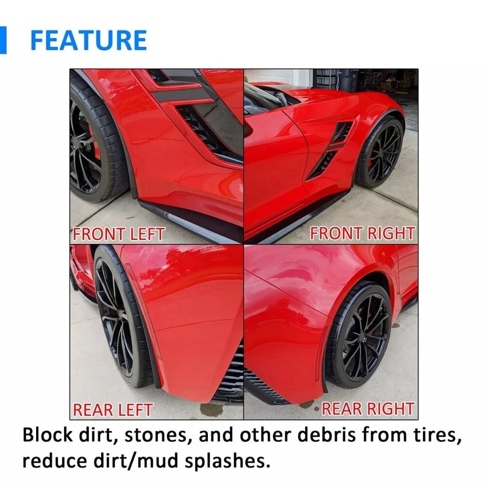 Front Rear Splash Guards Mud Flaps For Corvette Grand Sport Durable WeatherResistant Protection 5