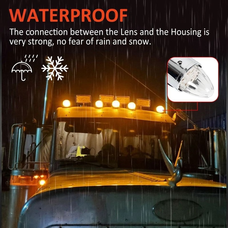 LED Torpedo Lights For Kenworth Peterbilt Truck Roof Marker Lights 2