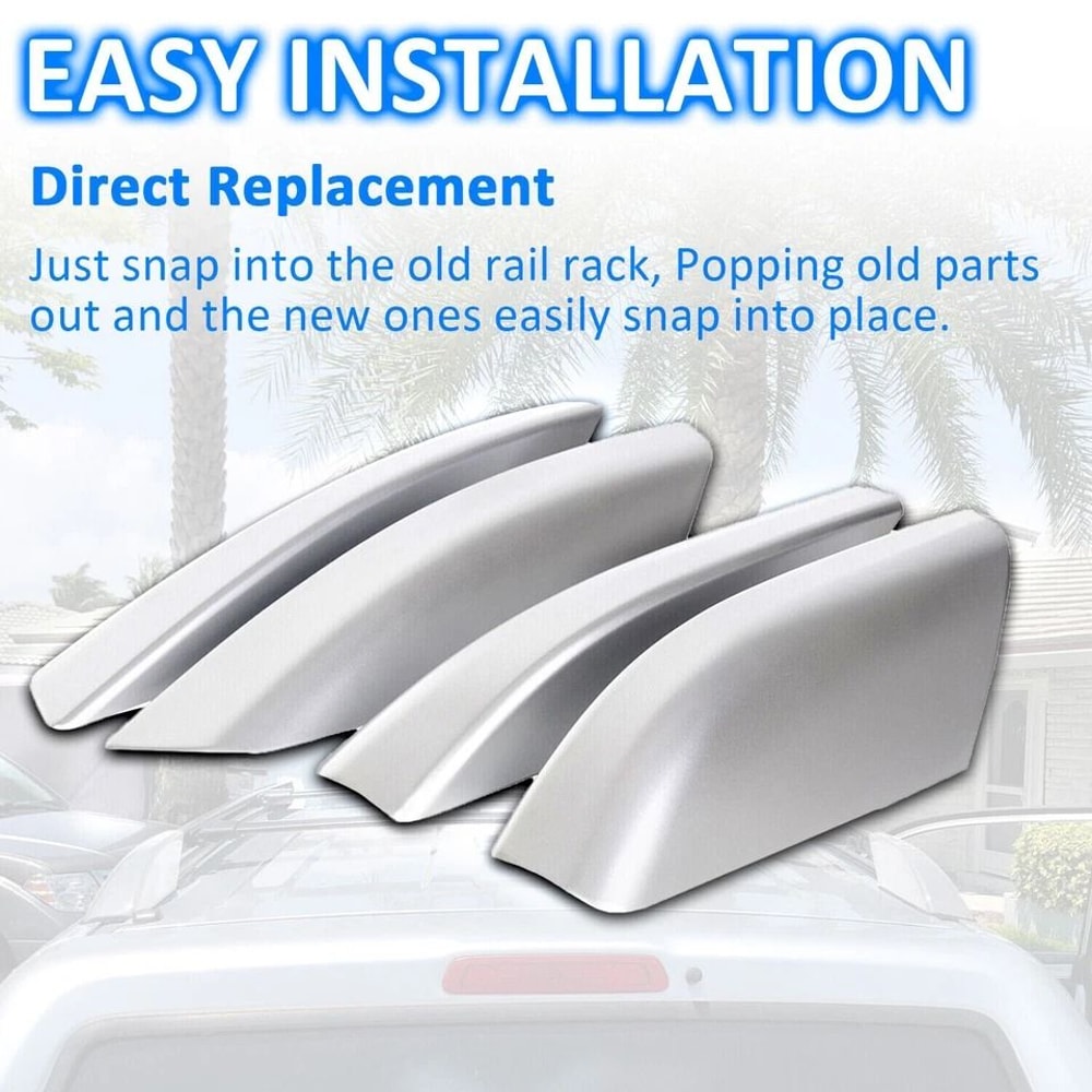 Toyota Runner Silver Roof Rails Rack End Cover Shell Premium Replacement 2