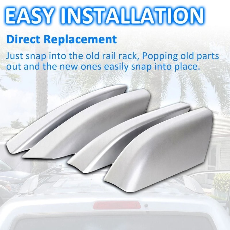 Toyota Runner Silver Roof Rails Rack End Cover Shell Premium Replacement 2