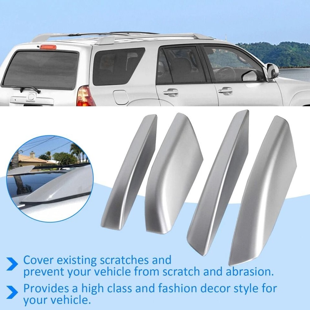 Toyota Runner Silver Roof Rails Rack End Cover Shell Premium Replacement 3