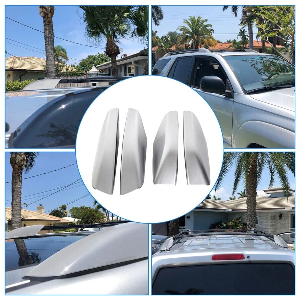 Toyota Runner Silver Roof Rails Rack End Cover Shell Premium Replacement 4