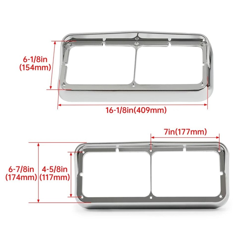 Premium Chrome Headlight Bezel Pair For Kenworth Trucks Headlight Bezel Replacement 1