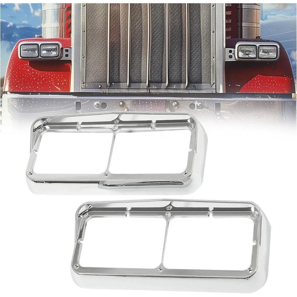 Premium Chrome Headlight Bezel Pair For Kenworth Trucks Headlight Bezel Replacement 7