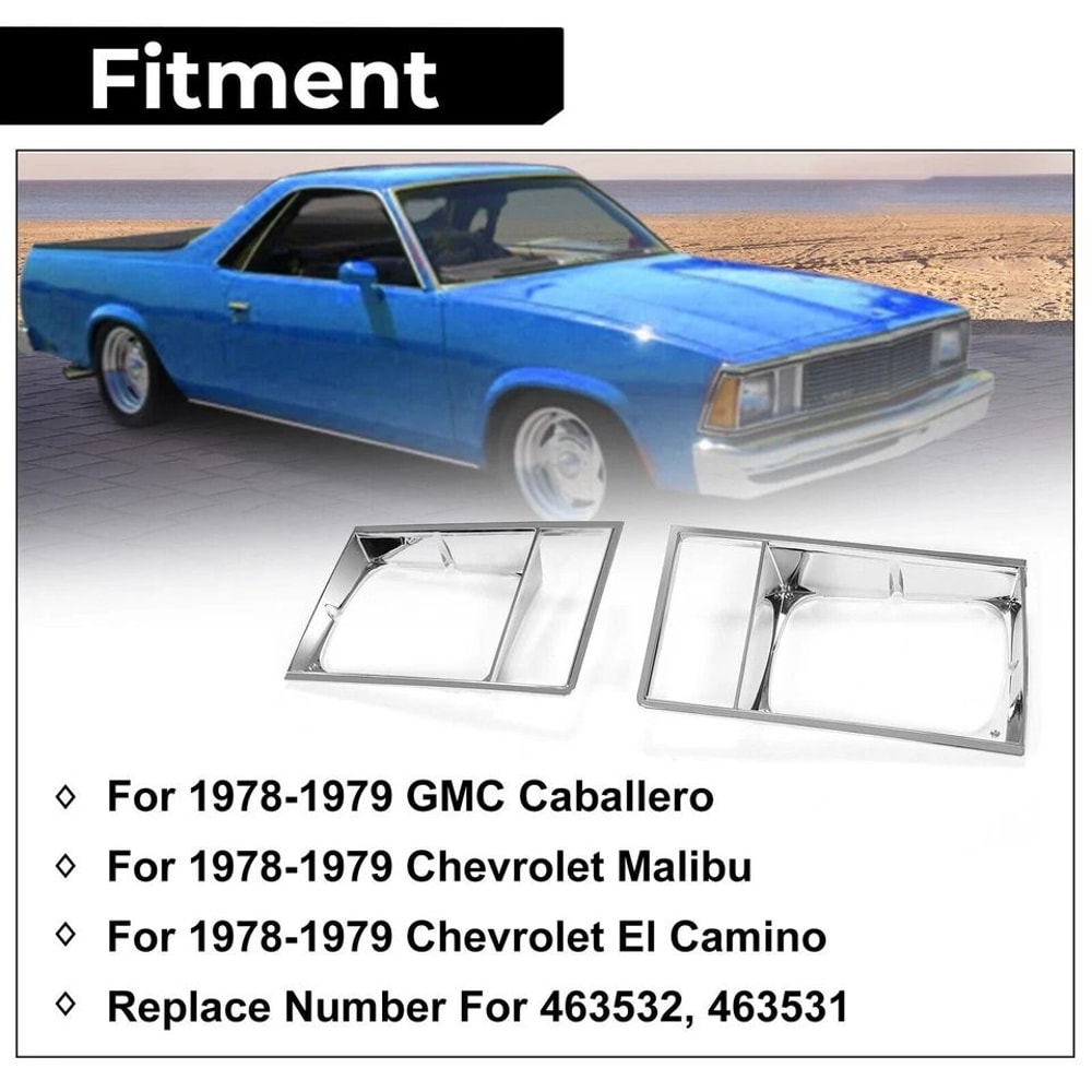 Chrome Headlight Trim Bezel Set For Malibu El Camino Enhance Your Cars Exterior 1