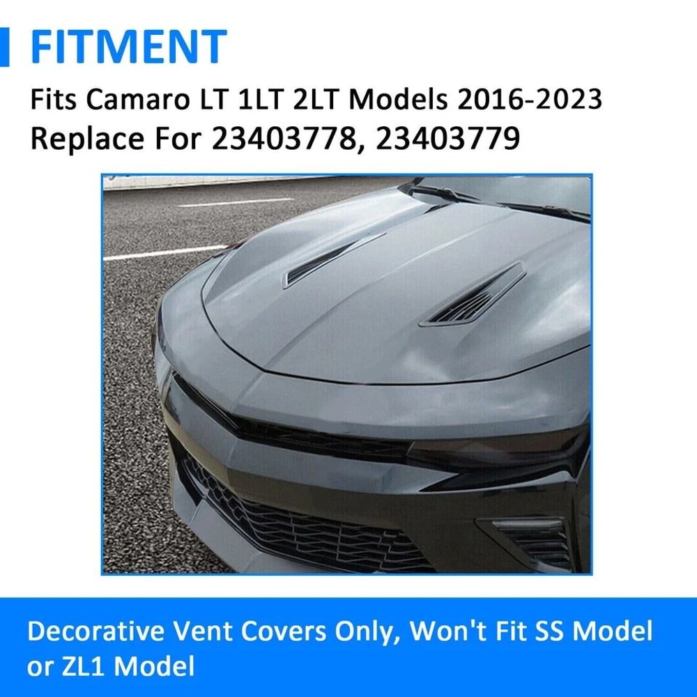 Black Bonnet Hood Vent Scoop Covers Enhance Your Rides Style 5