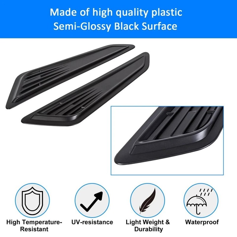 Black Bonnet Hood Vent Scoop Covers Enhance Your Rides Style 6