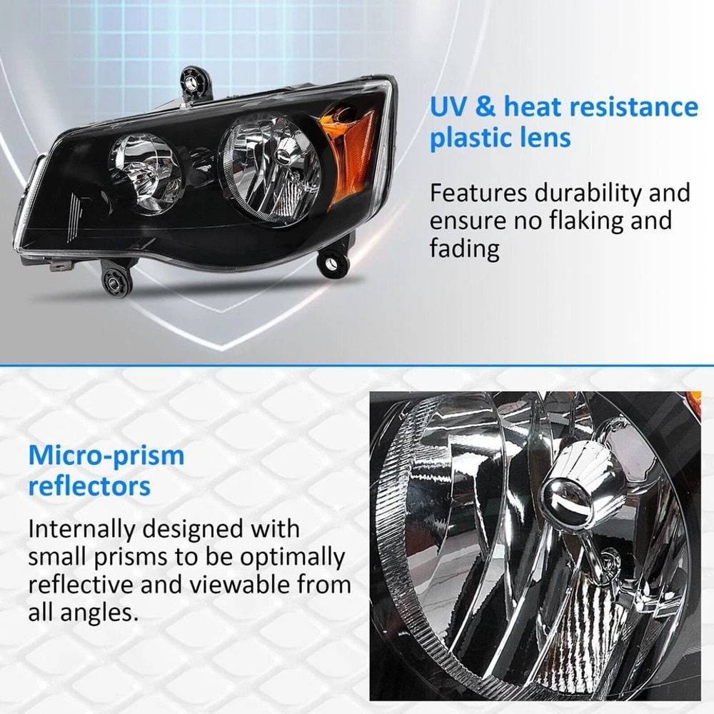 Premium Driver Side Headlight Assembly For Chrysler Town Country Dodge Grand Caravan Replacement 3