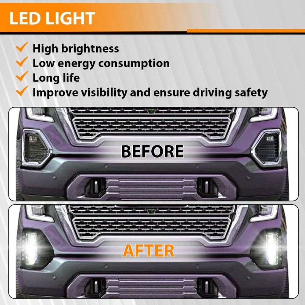 For GMC Sierra Denali LED Fog Lights With Bezel HighPerformance Driving Lamps 5