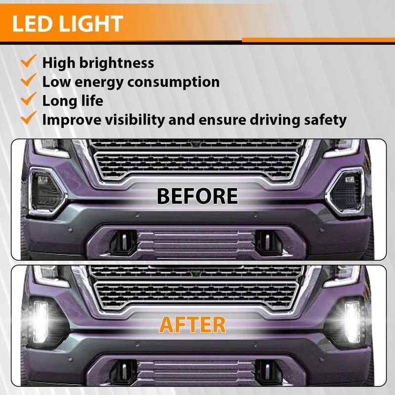 For GMC Sierra Denali LED Fog Lights With Bezel HighPerformance Driving Lamps 5