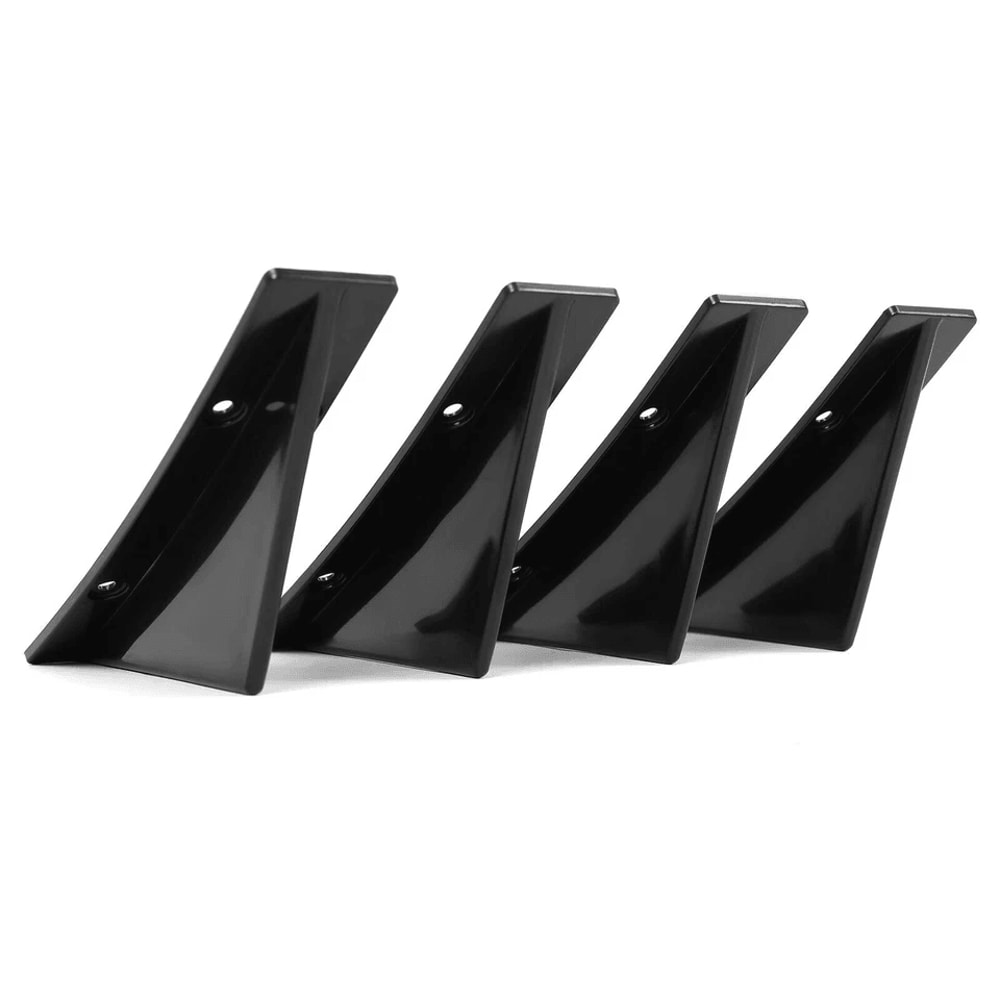 Universal Rear Bumper Diffuser Shark Fin Spoiler Lip Splitter Glossy Black Enhance Car Aerodynamics 10
