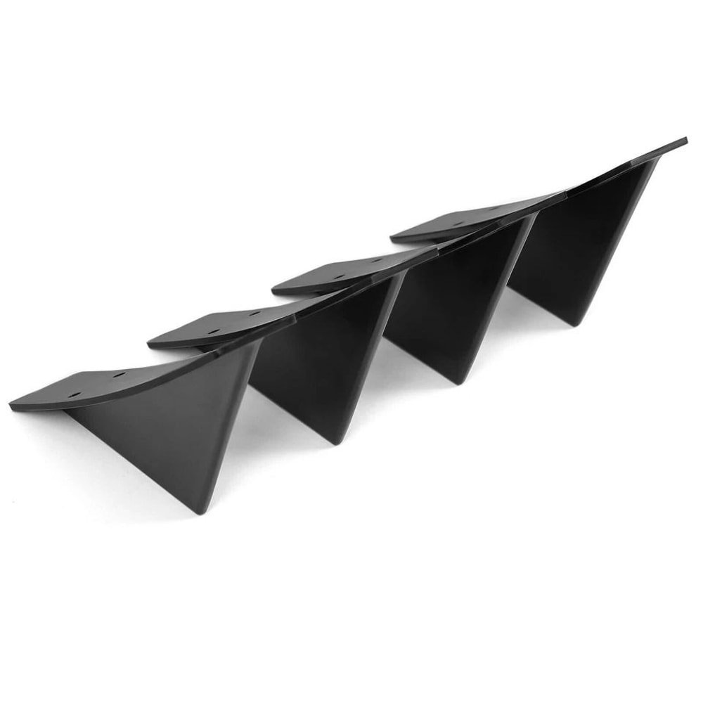 Universal Rear Bumper Diffuser Shark Fin Spoiler Lip Splitter Glossy Black Enhance Car Aerodynamics 6
