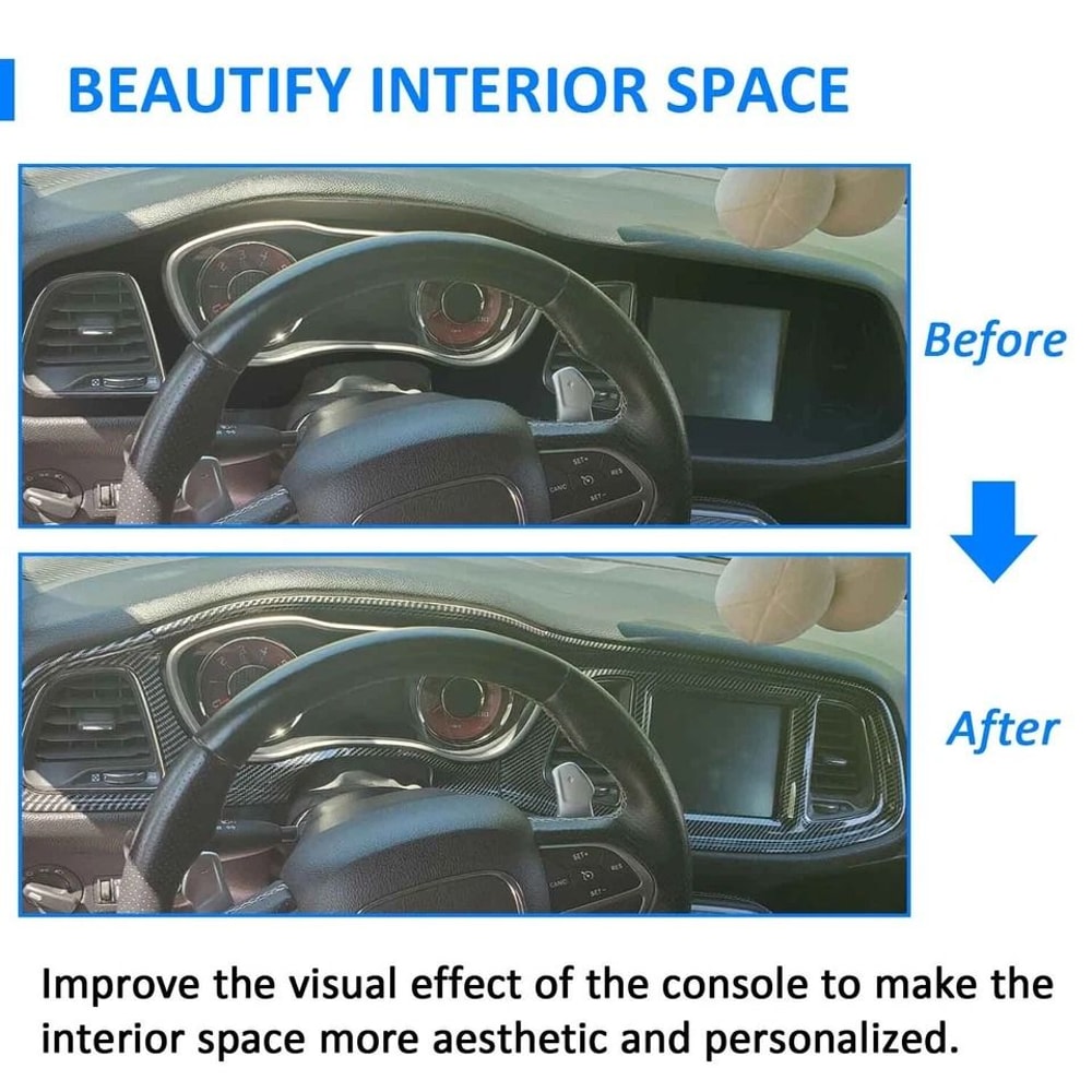 Carbon Fiber Center Console Trim And Dashboard Trim Kit 3