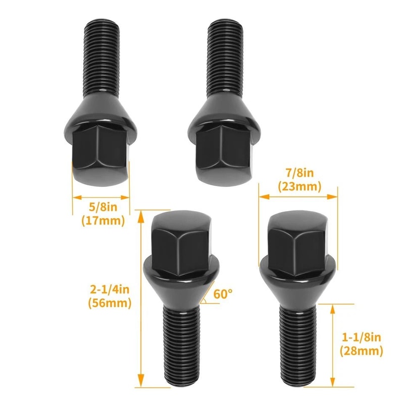 Black Wheel Lug Bolts For Jeep Compass Cherokee Renegade Ram 2
