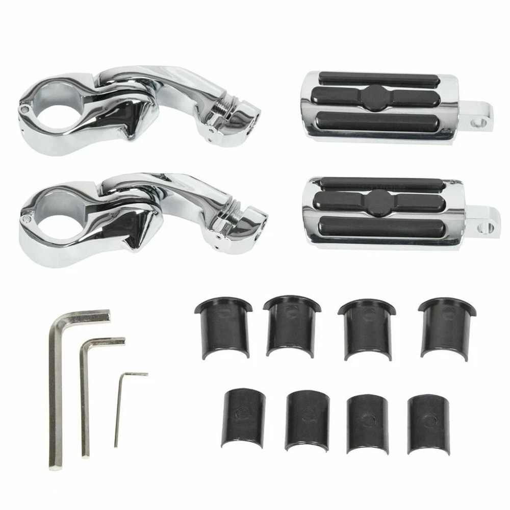 Harley Highway Foot Pegs Engine Guard Adjustable Crash Bar Footrests 9