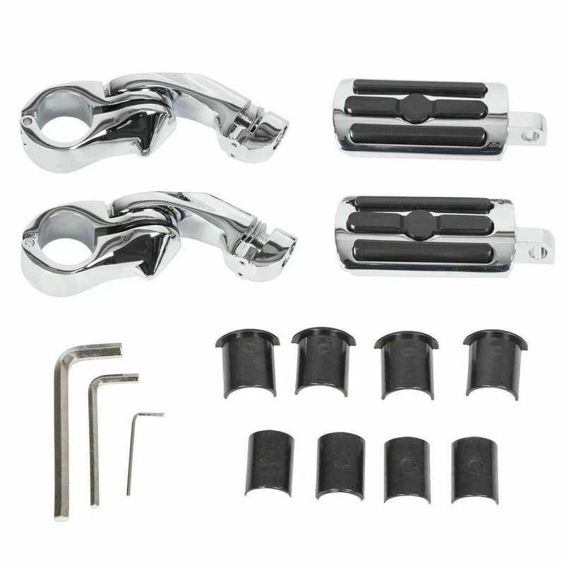 Harley Highway Foot Pegs Engine Guard Adjustable Crash Bar Footrests 9