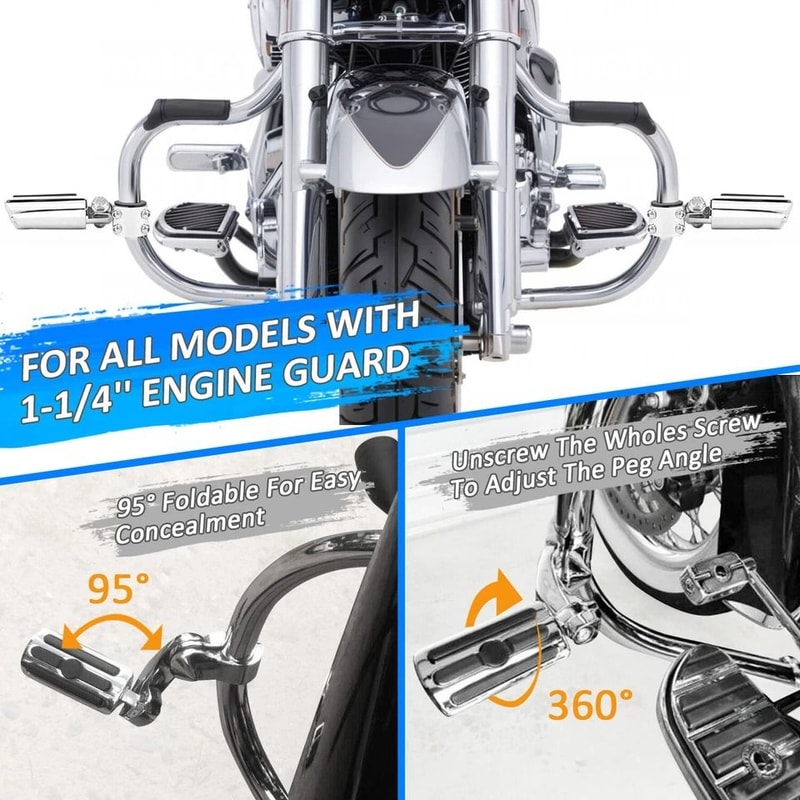 Harley Highway Foot Pegs Engine Guard Adjustable Crash Bar Footrests 3