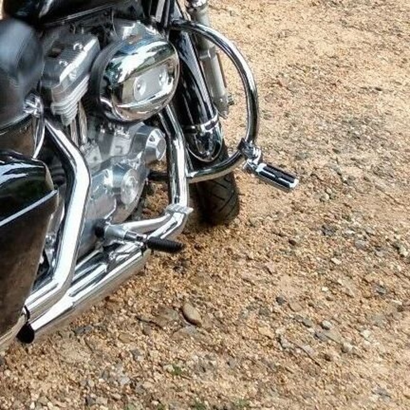 Harley Highway Foot Pegs Engine Guard Adjustable Crash Bar Footrests 5