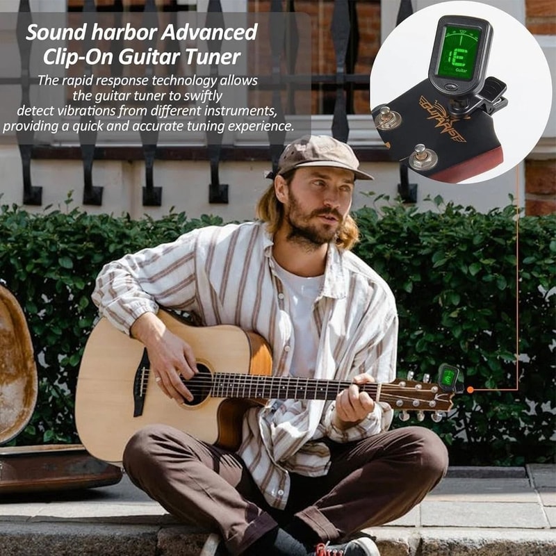 ClipOn Guitar Tuner With LCD Display Chromatic Digital Tuner For Guitar Bass Ukulele Violin 1