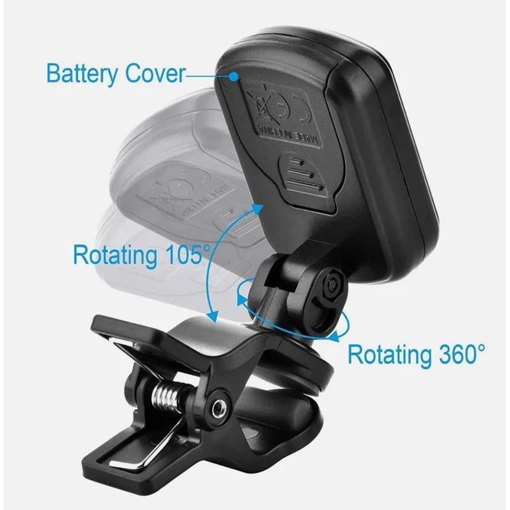 ClipOn Guitar Tuner With LCD Display Chromatic Digital Tuner For Guitar Bass Ukulele Violin 3