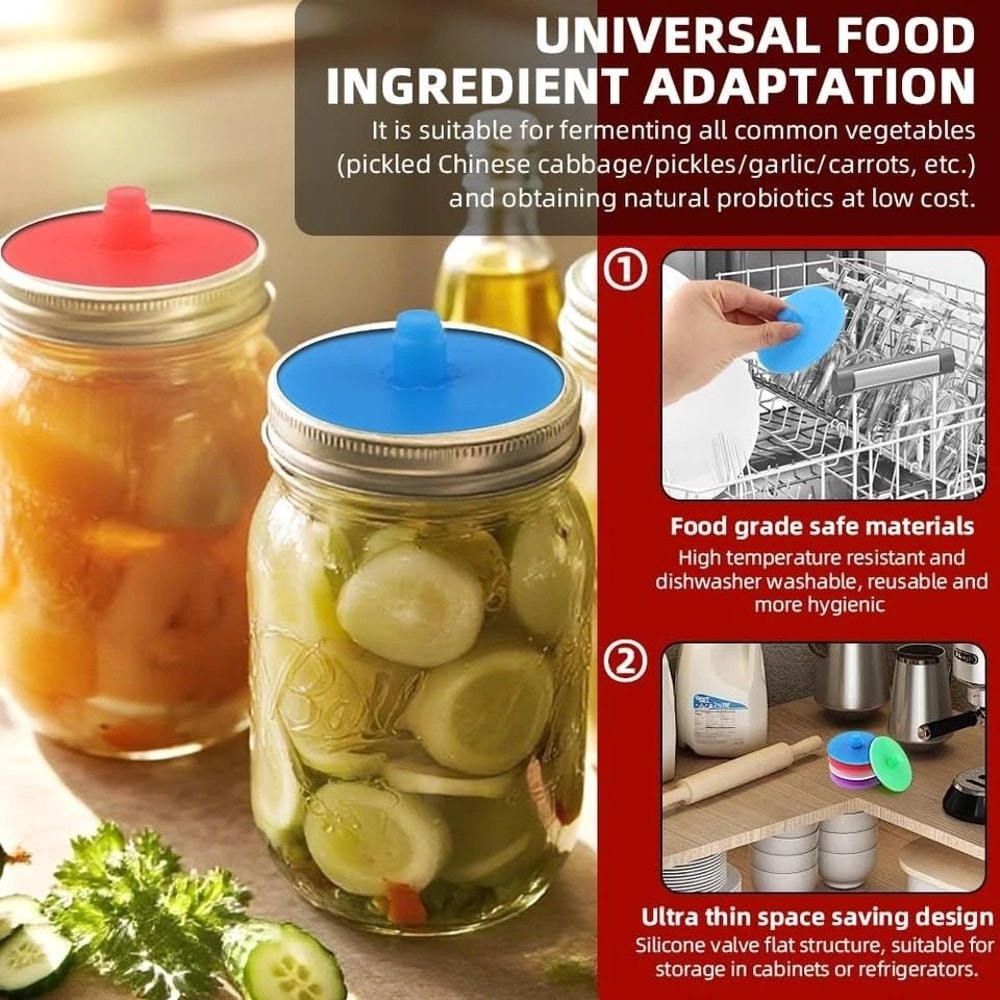 Silicone Fermentation Lids For Wide Mouth Mason Jars With Waterless 4