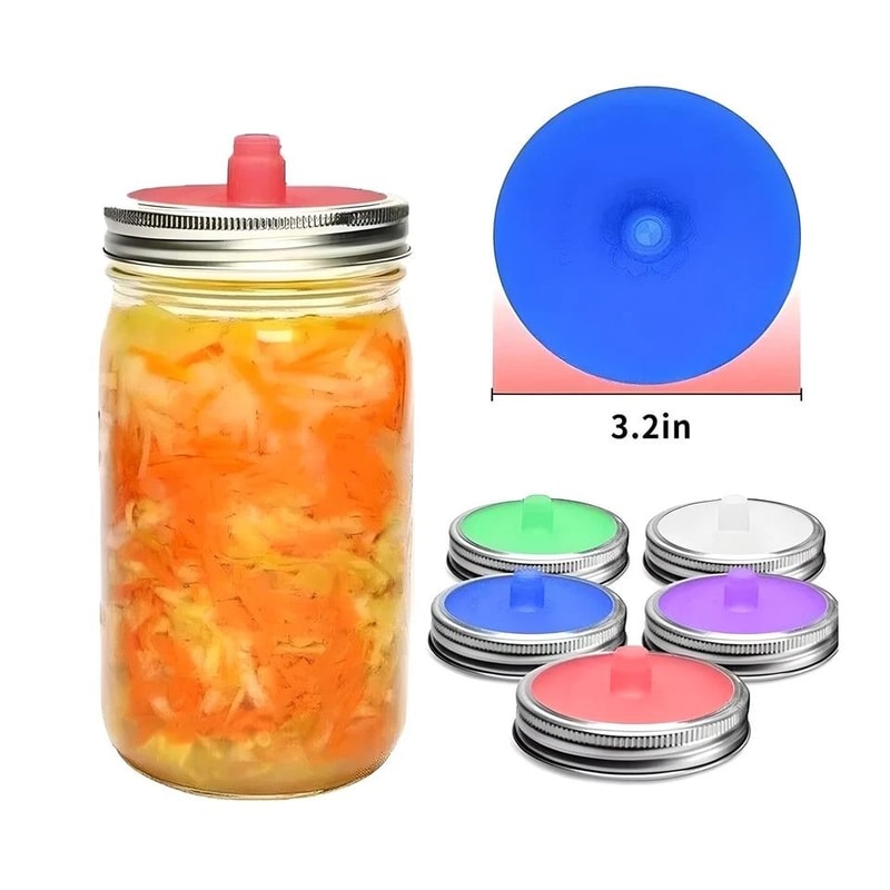 Silicone Fermentation Lids For Wide Mouth Mason Jars With Waterless 6