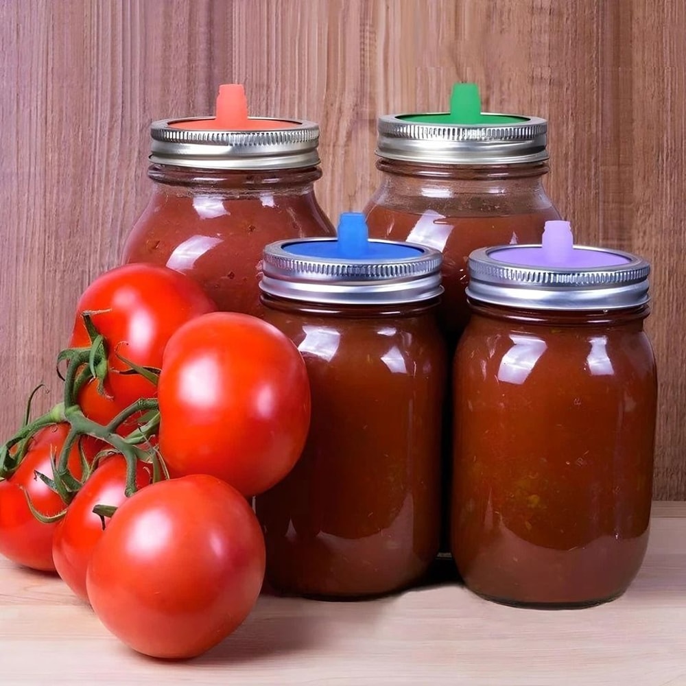 Silicone Fermentation Lids For Wide Mouth Mason Jars With Waterless 8