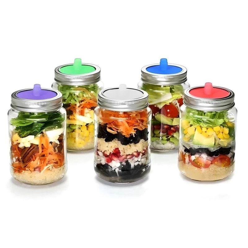 Silicone Fermentation Lids For Wide Mouth Mason Jars With Waterless 9