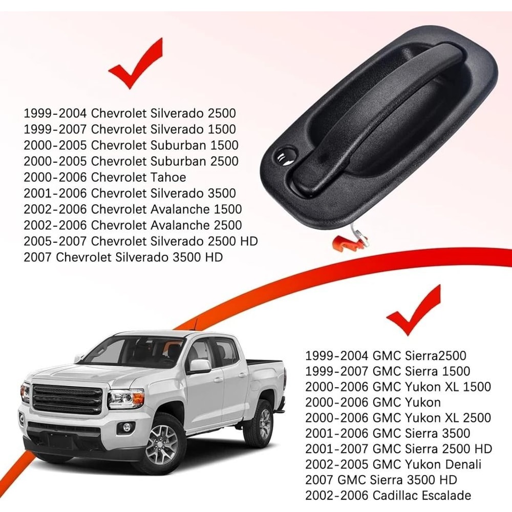 Front Driver Side Exterior Door Handle For Chevy GMC Left LH Replacement 2