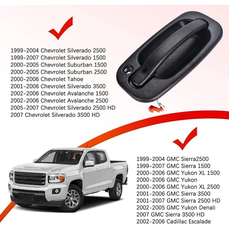 Front Driver Side Exterior Door Handle For Chevy GMC Left LH Replacement 2