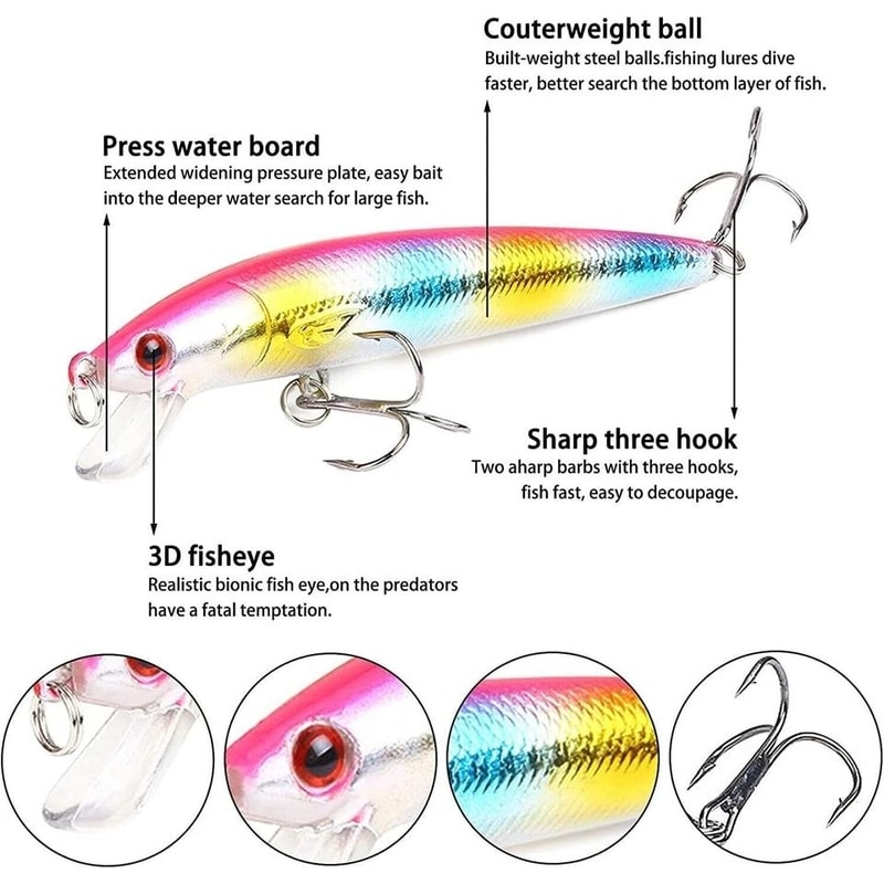 Lot Kinds Of Fishing Lures Crankbaits Hooks Minnow Baits Tackle Crank 3