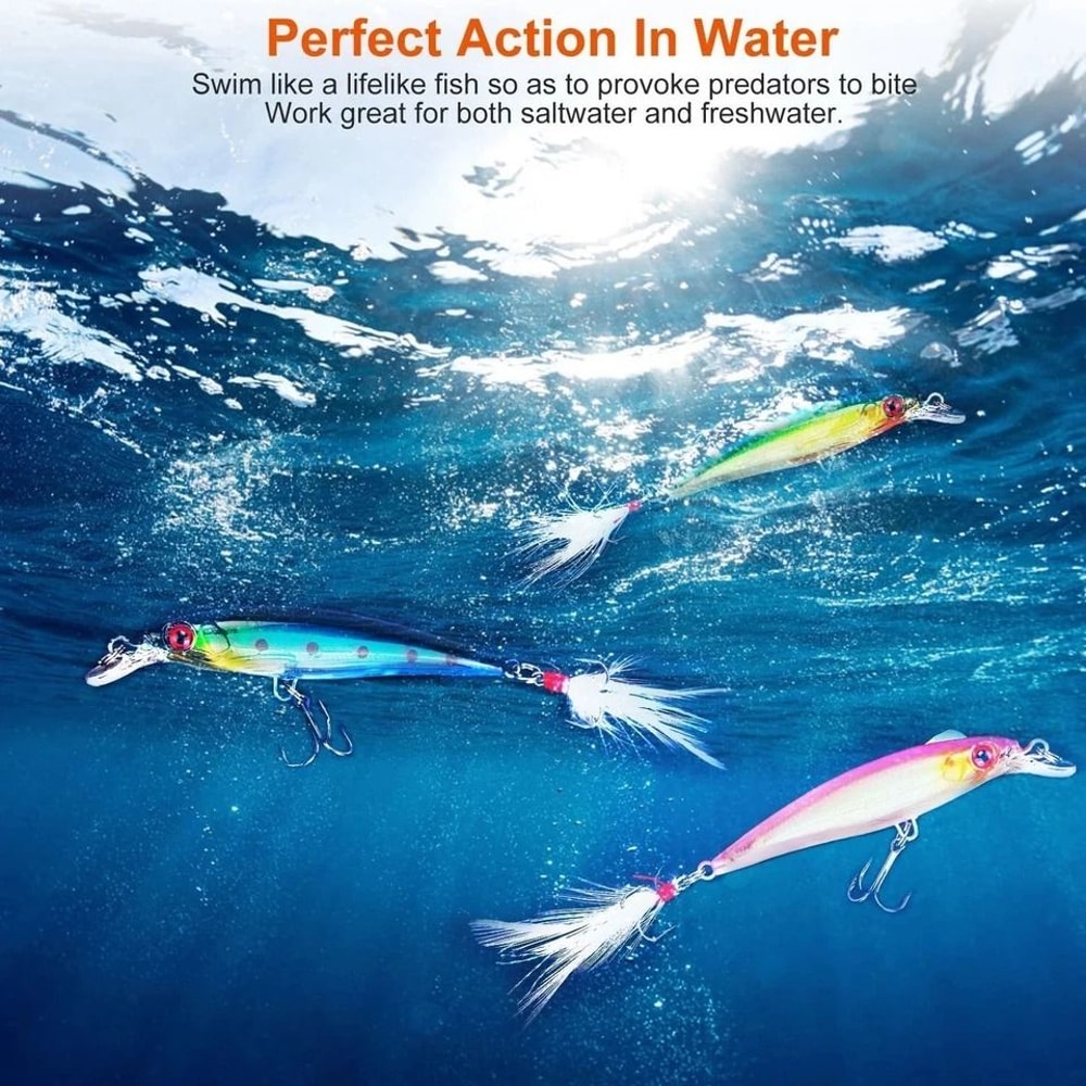 Lot Kinds Of Fishing Lures Crankbaits Hooks Minnow Baits Tackle Crank 6