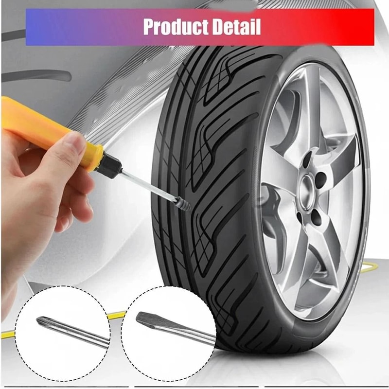 Tire Repair Kit With Screwdriver Quick Rubber Tire Repair Nails For Tubeless Tires 2
