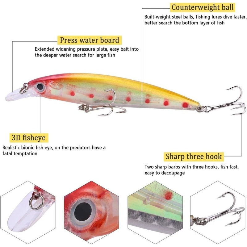 Bass Fishing Lures Crankbait Minnow Set For Freshwater Anglers 4