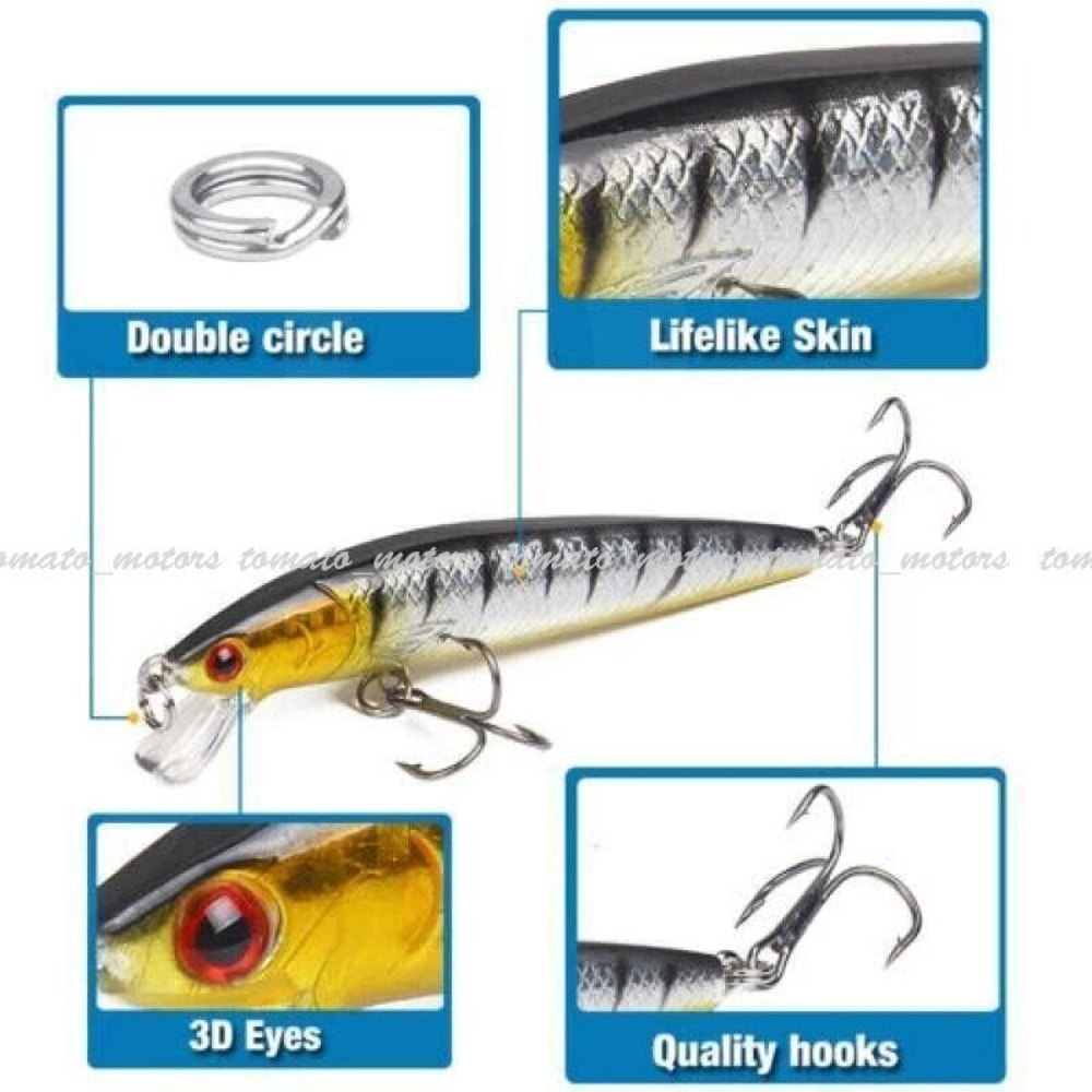 Bass Fishing Lures Crankbait Minnow Set For Freshwater Anglers 6