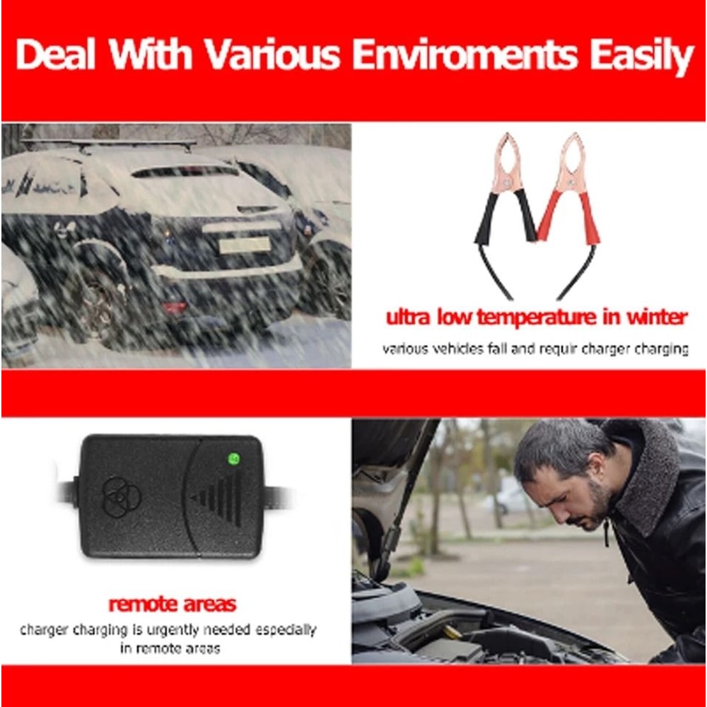Battery Charger Maintainer Trickle Charger For Car Motorcycle ATV RV 2