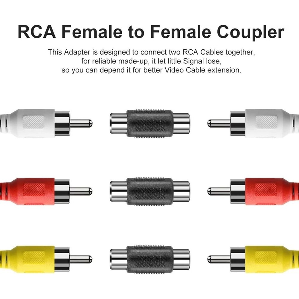 RCA Female To Female Coupler Adapter For AV Audio Video Cable Extension 1